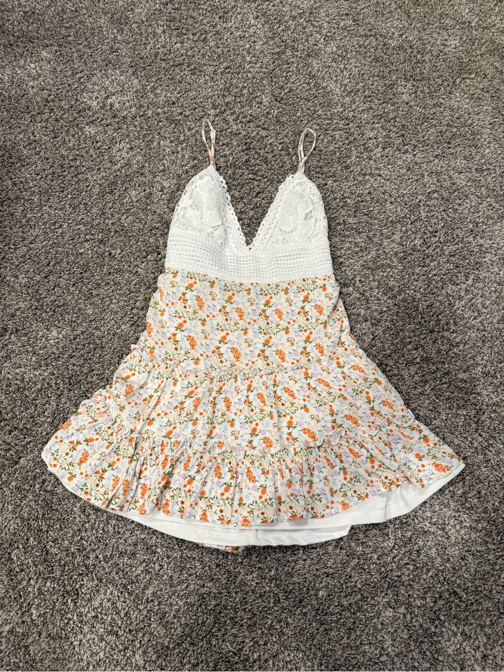 Justify Floral Mini Dress Womens Medium Boho Cottagecore Lace Tie Back - Picture 1 of 9